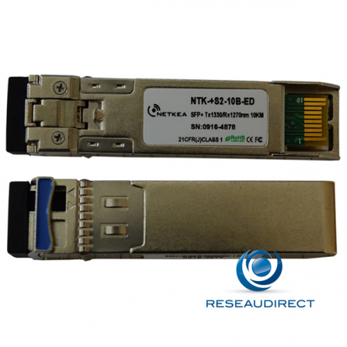 Netkea NTK-+S2-10B-ED transceiver SFP+ BIDI 10GBase-BXD 10Gb/s Monomode Côté B émission 1330nm Rx1270 10km 1xLC DOM -40/+85°C