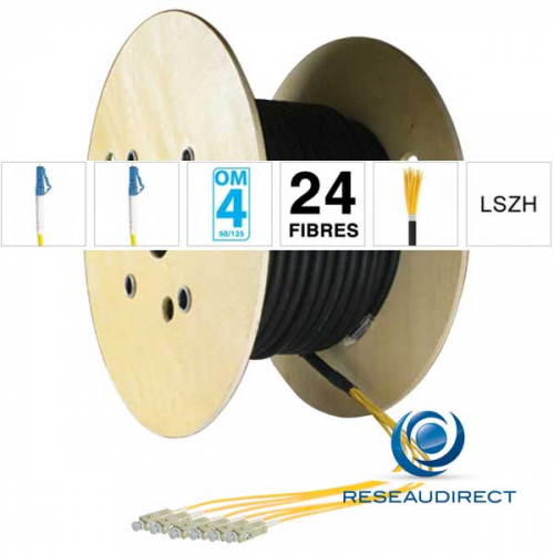 Netkea NTKT24LC.LC.54BO020 trunk préconnectorisé câble 24 fibres vrai Breakout 2mm multimode 50/125 OM4 LC / LC lg 20 m