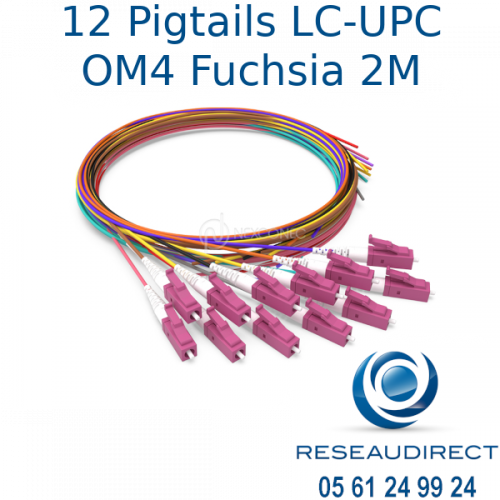 Nexconec-pack de 12 Pigtails LC-UPC OM4 900 microns colorisés