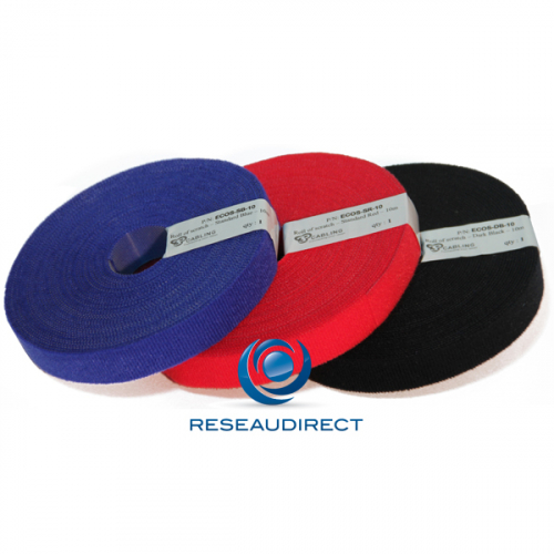 Patchsee ECO-SCRATCH ECO-DB-10 Attache-câbles auto-agrippant type Velcro en rouleau économique couleur Noire lg=10m (24=)