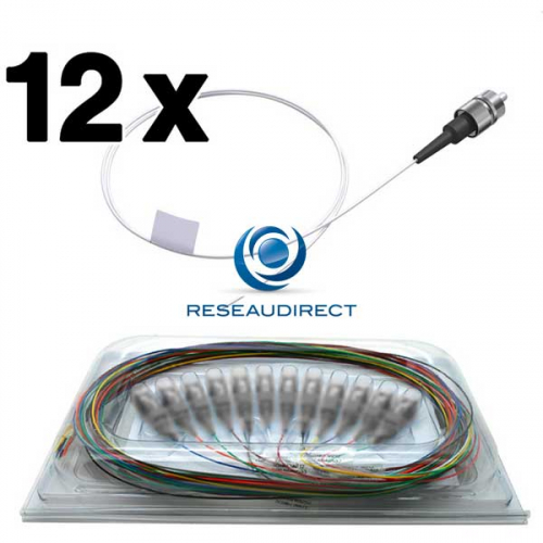 Netkea NTK50FCUPGT1x5-12 Pigtails OM2 FC/UPC fibre optique multimode 50/125 900 microns Lg = 1,5 mètre 12 pièces