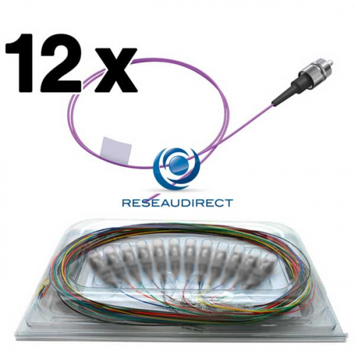 Netkea NTK54FCUPGT1x5-12 Pigtails OM4 FC/UPC fibre optique multimode 50/125 900 microns Lg = 1,5 mètre 12 pièces