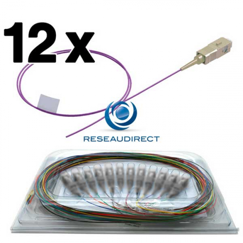 Netkea NTK53SCUPGT1x5-12 Pigtails OM3 SC/UPC fibre optique multimode 50/125 900 microns Lg = 1,5 mètre 12 pièces