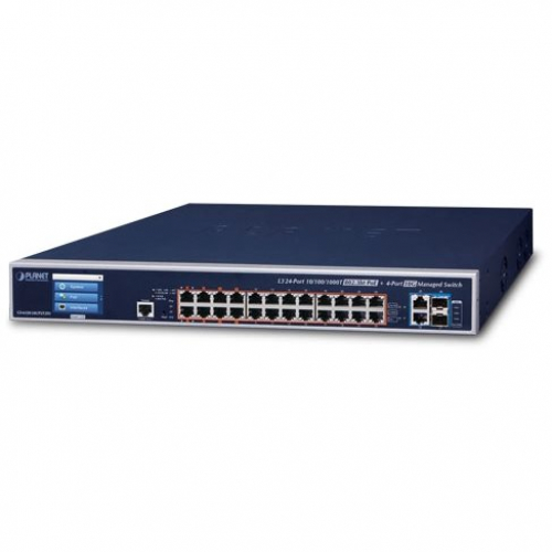Planet GS-6320-24UP2T2XV Switch 24 Gigabit POE budget 600 Watts niveau 3 routeur L3 802.11bt avec 2 ports combo RJ45-SFP+ 10 Giga