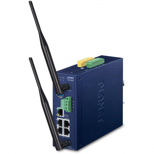 Planet IVR-300W Routeur industriel VPN 5 ports Giga 1 WAN 3 LAN Wifi 6 ax 60 VPN 2 DI 2 DO Firewall filtrage contenu températures de -40 à +75°C