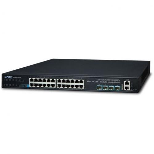 Planet SGS-6341-24T4X Switch 19 pouces 24 ports 1 Gbps 4 SFP+ 10 Gigabit routeur Rip OSPF V2-V3 L3 IPV4-IPV6 Ring anneau stackable 