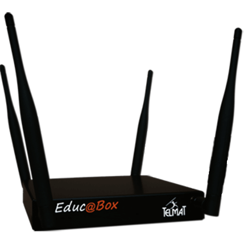 Telmat EducaBox HotSpot Wifi 25 accès simultanés passerelle de gestion d'accès Internet éducation 3 ports Ethernet RJ45 boitier garanti 1an Disque SSD 16Go