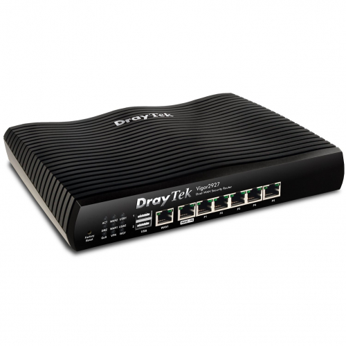 Draytek Vigor 2927 Routeur Double Wan Failover 1,8 Gbps switch 5 ports RJ45 Giga 50 VPN 25 SSL 2 USB IPSEC 290Mbp Firewall 60 000 sessions - Promo 31/03/2025 -