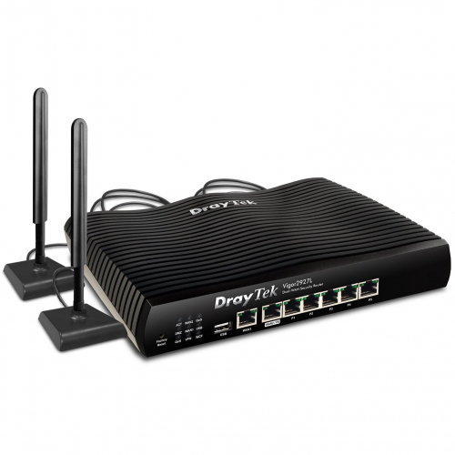 Draytek Vigor 2927L Routeur 4G LTE Double SIM 300 50 Mbps Dual Wan 1 WAN RJ45 6 ports LAN Gigabit 50 VPN 25 SSL Hot Spot Contrôleur Filtrage URL(option) - Promo 31/03/2025 -