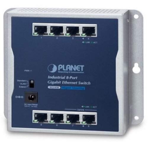 Planet WGS-810 Switch mural compact Commutateur ethernet 8 ports Gigabit  IP30 -20/+60°