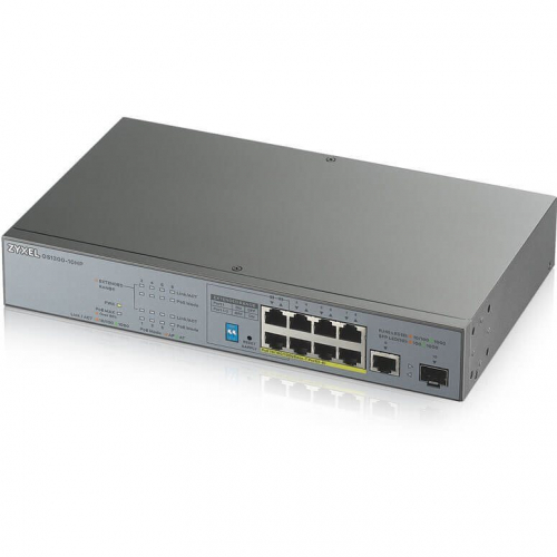 Zyxel GS1300-10HP Switch ethernet 8 ports Gigabit RJ45 POE 1 RJ45/SFP budget puissance 130 Watts longue distance 250m