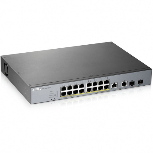 Zyxel GS1350-18HP Switch ethernet POE 16 ports Gigabit RJ45 2 SFP 802.3 at af 250 Watts administrable longue distance 250m