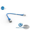 Platine Réseaux 2200B Cordon RJ45 cat6a SFTP 30cm blindé (écran et tresse) BLEU LSOH 0,3 m Manchon qualité Premium testé Certifié