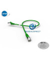 Platine Réseaux 2205V Cordon RJ45 cat6a SFTP 50cm blindé (écran et tresse) VERT LSOH 0,5 m Manchon qualité Premium testé Certifié