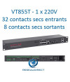 - Vutlan VT855T Boitier monitoring IP 19 pouces 1 Can 8 ports capteurs 32 contacts secs entrants 8 sortants USB SD 2 relais 12VDC 0.25A 2 relais puissance Ethernet Rj45-100mbs Slot modem 4G